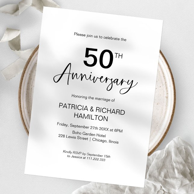 Invitation 50e anniversaire de Mariage élégant (Créateur téléchargé)