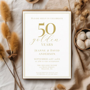 Invitation 50e anniversaire de Mariage Élégant 50 ans d'or