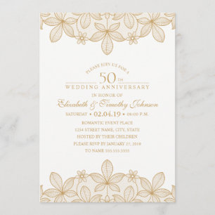 Invitation 50e anniversaire de mariage Élégant Regard Doré De