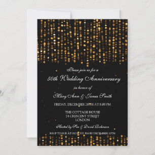 Invitation 50e Anniversaire de Mariage Étoiles Confettis Or