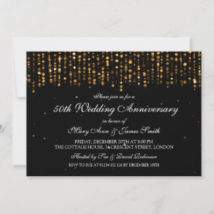 Invitation 50e Anniversaire de Mariage Étoiles Confettis Or