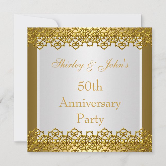 Invitation 50e anniversaire de mariage fête or (Devant)