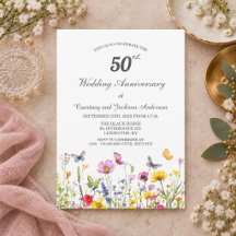 50e Anniversaire de Mariage Fleurs Sauvages Or
