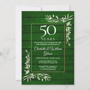 Invitation 50e anniversaire de mariage floral rustique bois v