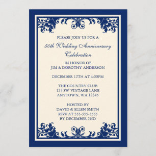 Invitation 50e anniversaire de Mariage Flourish Scroll de la