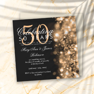 Invitation 50e Anniversaire de Mariage Glamour Étincelles Or