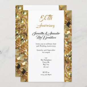 Invitation 50e anniversaire de mariage Gold bling