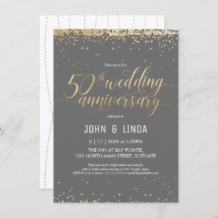 Invitation 50e anniversaire de Mariage - Golden, Elegant