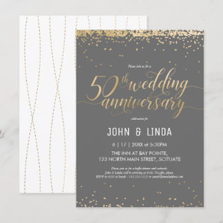 Invitation 50e anniversaire de Mariage - Golden, Elegant