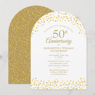 Invitation 50e anniversaire de mariage Golden Hearts Arch
