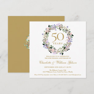 Invitation 50e anniversaire de mariage Lavande Florale