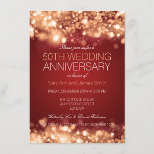 Invitation 50e Anniversaire de Mariage Lumières Étincelantes
