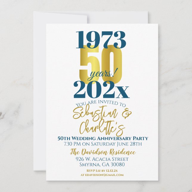 Invitation 50e anniversaire de Mariage Moderne (Devant)