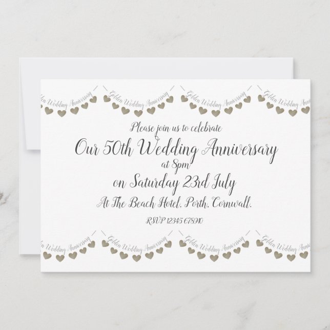 Invitation 50e Anniversaire de Mariage Moderne de Mariage d'O (Devant)