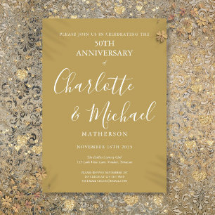 Invitation 50e anniversaire de mariage moderne Golden