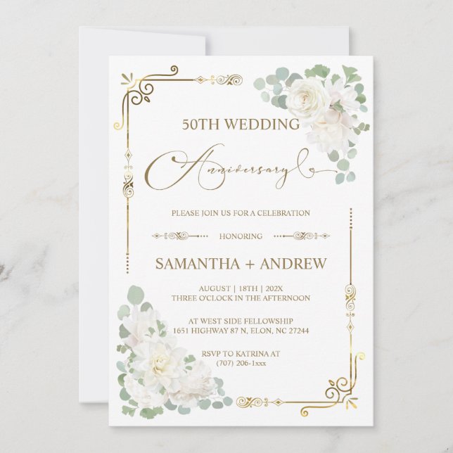 Invitation 50e anniversaire de mariage modifiable (Devant)