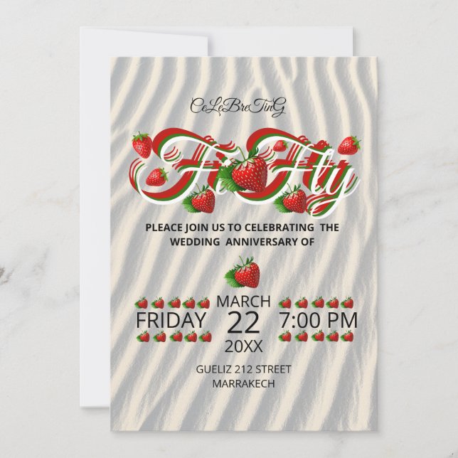 Invitation 50e anniversaire de mariage, Noces d'or (Devant)