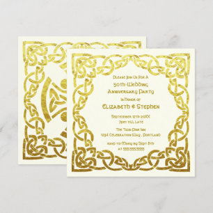 Invitation 50e Anniversaire de Mariage Nœud Celtique en Faux