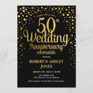 Invitation 50e anniversaire de mariage - Noir et or