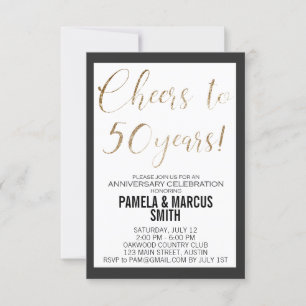 Invitation 50e Anniversaire de Mariage Noir Or Moderne 