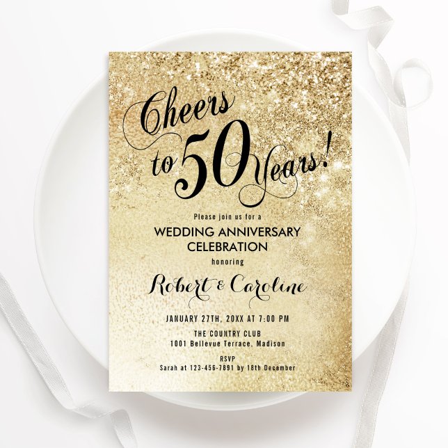 Invitation 50e Anniversaire de Mariage Or (Créateur téléchargé)