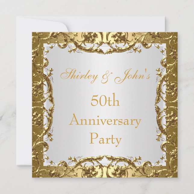 Invitation 50e anniversaire de mariage or 2 (Devant)