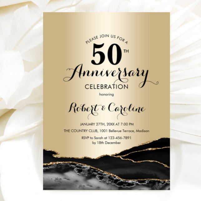 Invitation 50e anniversaire de mariage or noir (Créateur téléchargé)