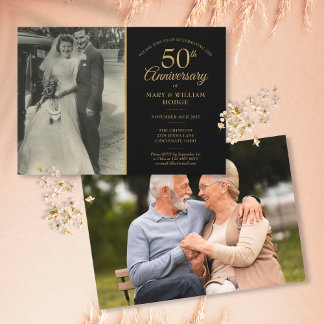 Invitation 50e anniversaire de mariage or noir 2 Photo