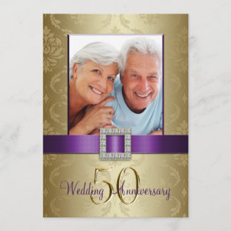 Invitation 50e Anniversaire de Mariage Or Purpure