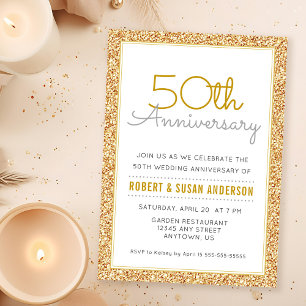 Invitation 50e anniversaire de mariage paillettes 