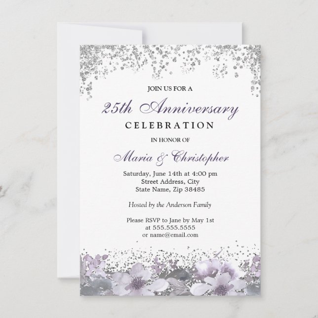 Invitation 50e anniversaire de mariage Paillettes  (Devant)