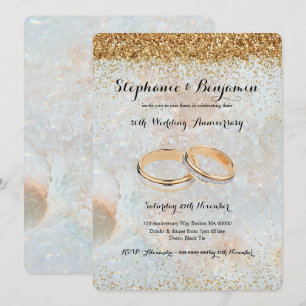 Invitation 50e Anniversaire de Mariage Paillettes Dorées Céle