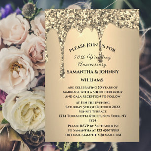Invitation 50e anniversaire de Mariage Parties scintillant d'