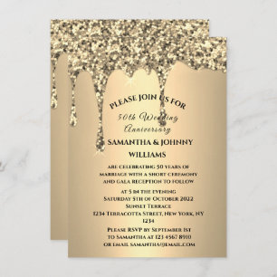 Invitation 50e anniversaire de Mariage Parties scintillant d'