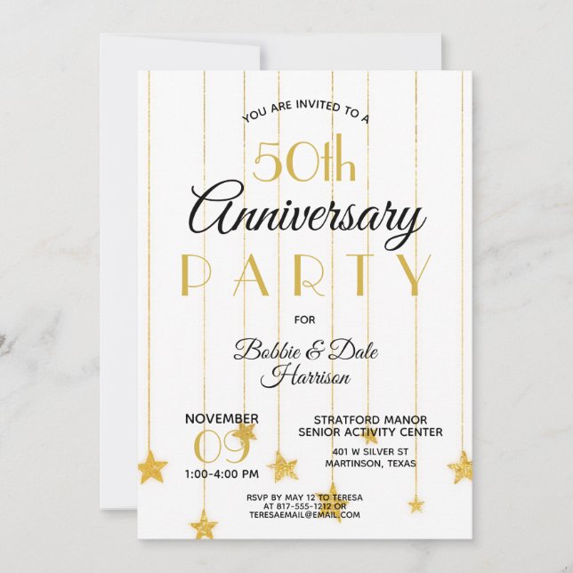 Invitation 50e anniversaire de mariage personnalisé Evénement (Devant)