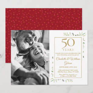 Invitation 50e anniversaire de mariage Photo de verdure d'amo