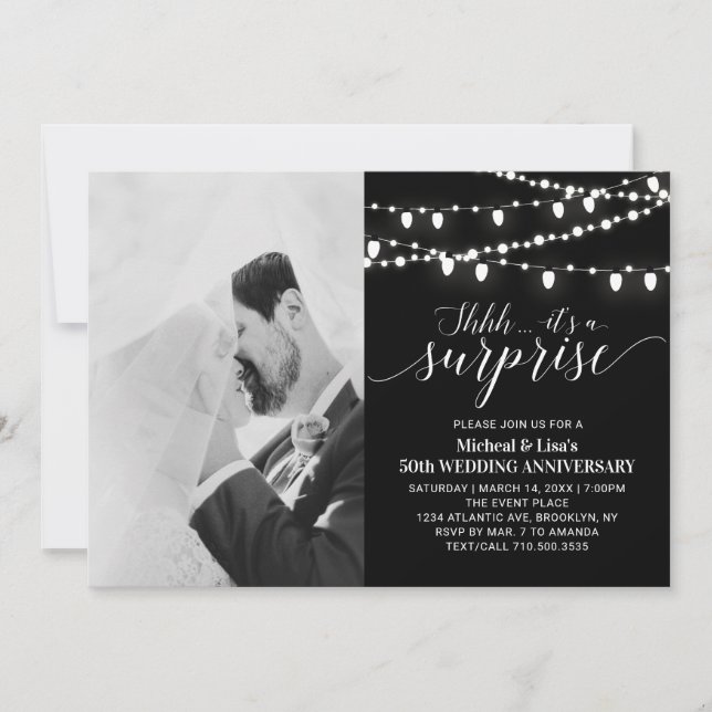 Invitation 50e anniversaire de mariage photo Noir & Blanc (Devant)