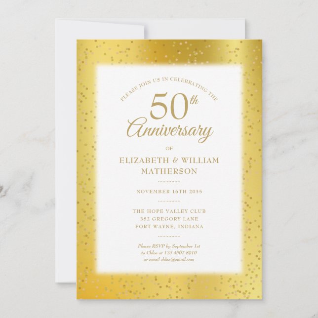 Invitation 50e anniversaire de Mariage Poussière d'or (Devant)