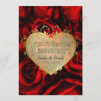 Invitation 50e anniversaire de mariage Rose Rouge