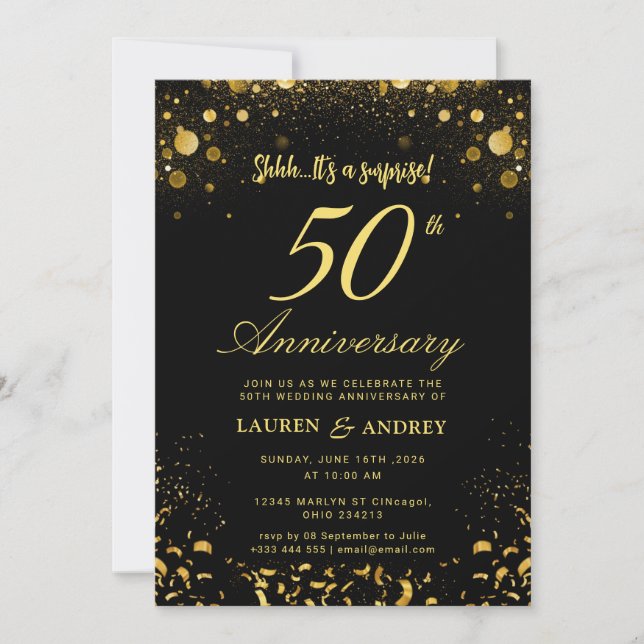 Invitation 50e anniversaire de mariage surprise (Devant)