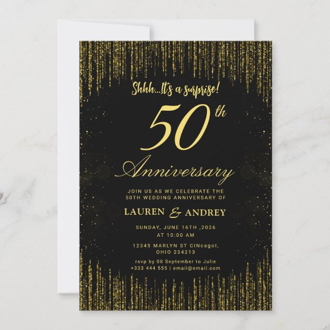 Invitation 50e anniversaire de mariage surprise (Devant)