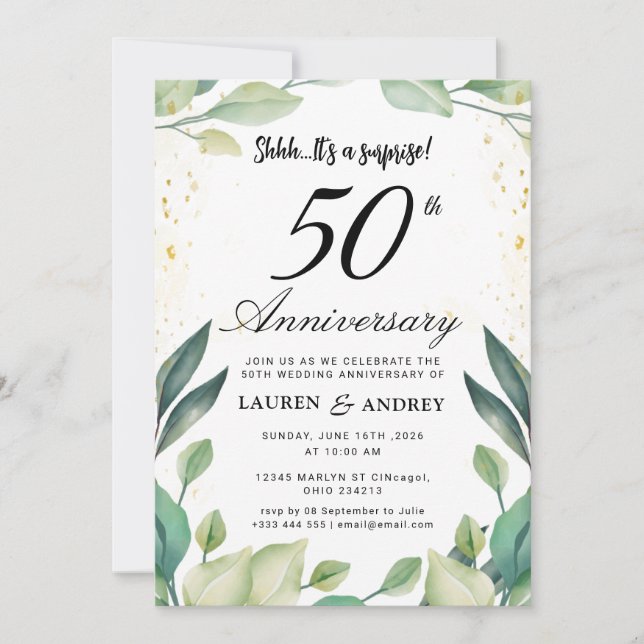Invitation 50e anniversaire de mariage surprise (Devant)