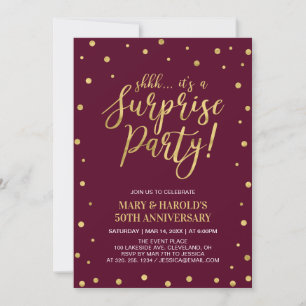 Invitation 50e anniversaire de mariage surprise Burgundy & Go