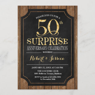 Invitation 50e anniversaire de Mariage surprise - Gold de boi