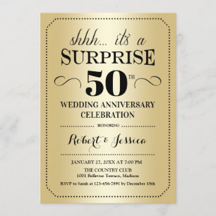 Invitation 50e anniversaire de Mariage surprise - Noir d'or