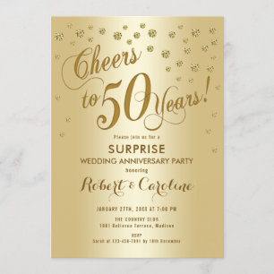 Invitation 50e anniversaire de Mariage surprise - Or