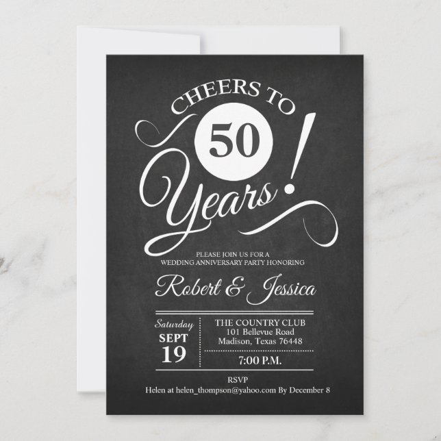 Invitation 50e anniversaire de mariage - Tableau blanc (Devant)