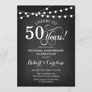 Invitation 50e anniversaire de mariage - Tableau noir blanc