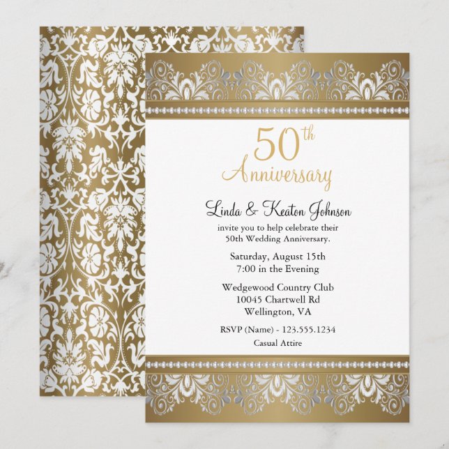 Invitation 50e anniversaire de mariage | Texte DIY (Devant / Derrière)