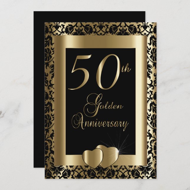 Invitation 50e anniversaire de mariage | Texte DIY (Devant / Derrière)
